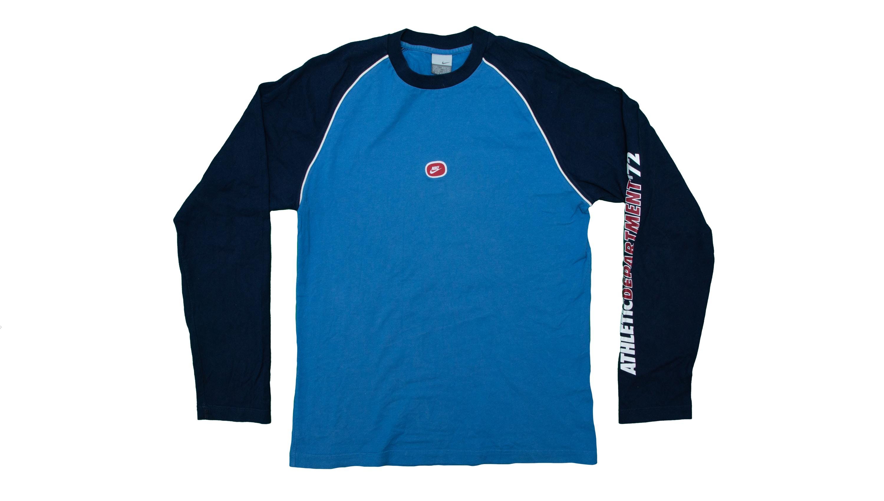 Vtg NIKE 00's Y2K Athletic Department '72 Blue Long Sleeves