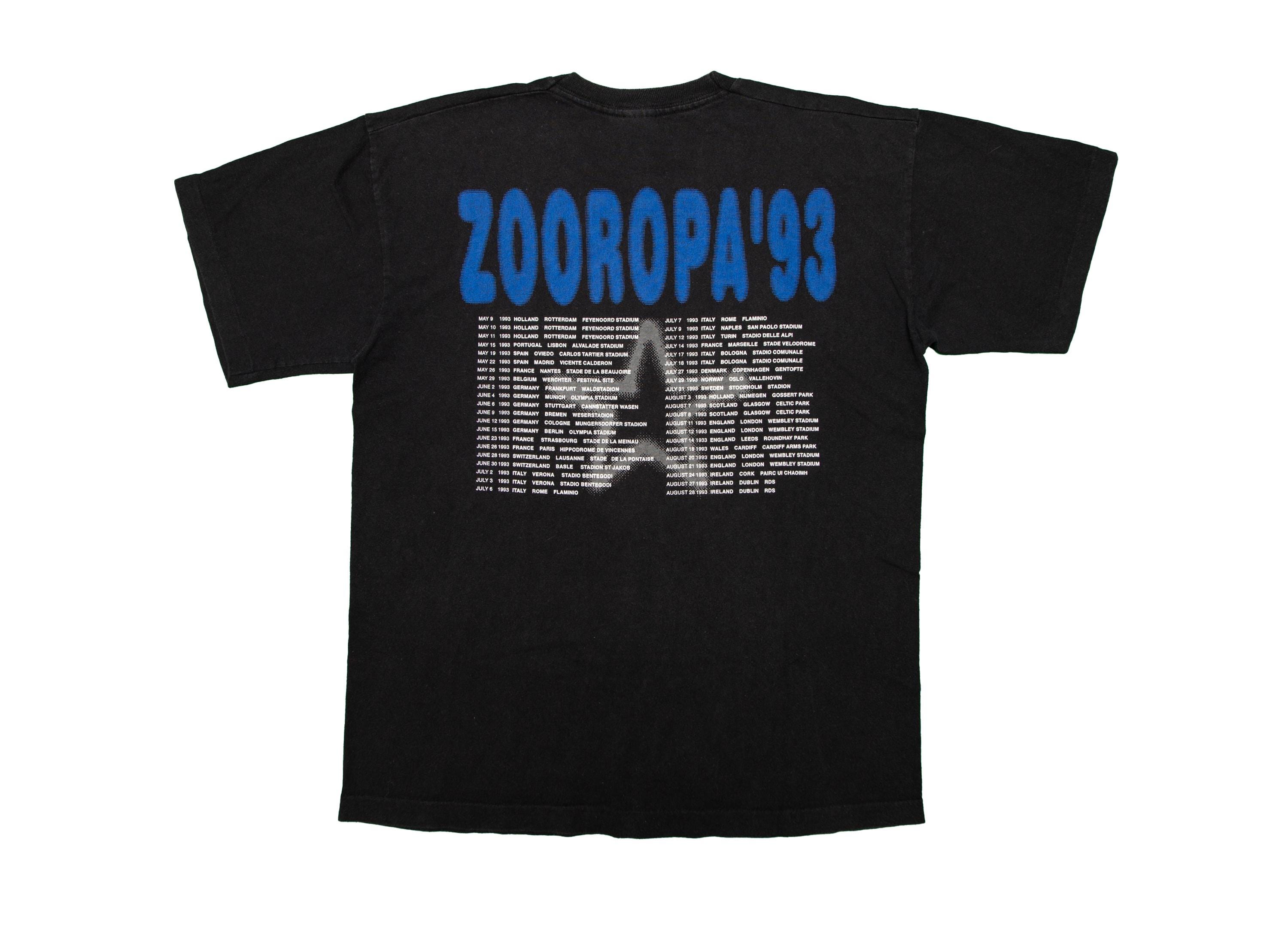 U2「ZOOROPA / ZOO TV」ツアー オリジナル・ヴィンテージTシャツ Vtg U2 Zooropa 1993 Zoo TV European Tour Pop Rock Black Single