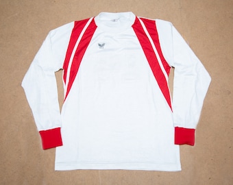 Vtg 80s ERIMA football soccer white and red made in West Germany jersey shirt kit, no 14 on the back, size men's Medium or Small