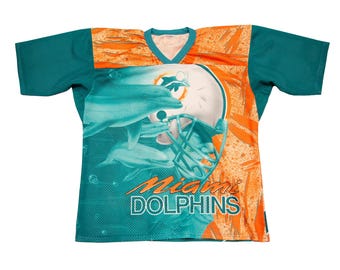 VTG CCM Miami Dolphins NFL veelkleurige mesh voetbaltrui, made in USA, herenmaat Large/X-Large
