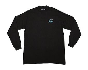 VTG & rare Carolina Panthers NFL football CSA t-shirt noir à manches longues et col cheminée, fabriqué aux États-Unis, taille homme grand