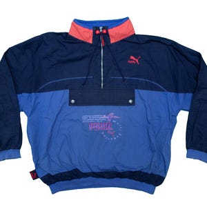 Vtg PUMA Multi Function blue pullover anorak jacket, made in Hong Kong, sz fit men&#39;s Medium
