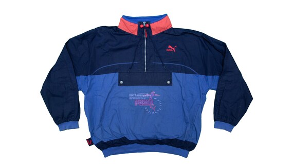 Vtg PUMA Multi Function blue pullover anorak jack… - image 1