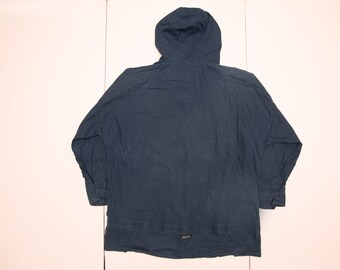 Vtg 90's ADIDAS Training Hooded Dark Blue Cotton Parka