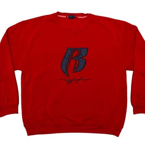 ヴィンテージ RUFF RYDERS 衣類 Y2K ヒップホップ ラップ テーマ レッド プルオーバー スウェットシャツ、サイズ XX-Large