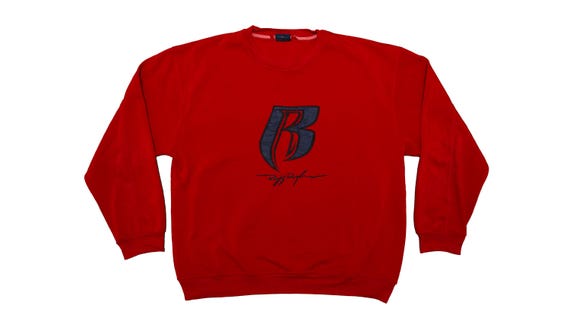 Vtg RUFF RYDERS Clothing Y2k Hip Hop Rap Theme Red Pullover