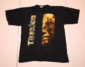 Vtg THERION "Vovin" 1998 Never Ending STOURy Europe double sided metal music black t-shirt, sz fit men's Large