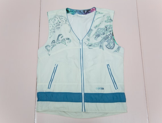 Vtg 90's ADIDAS Sports Vest Jacket White Abstract Graphics - Etsy