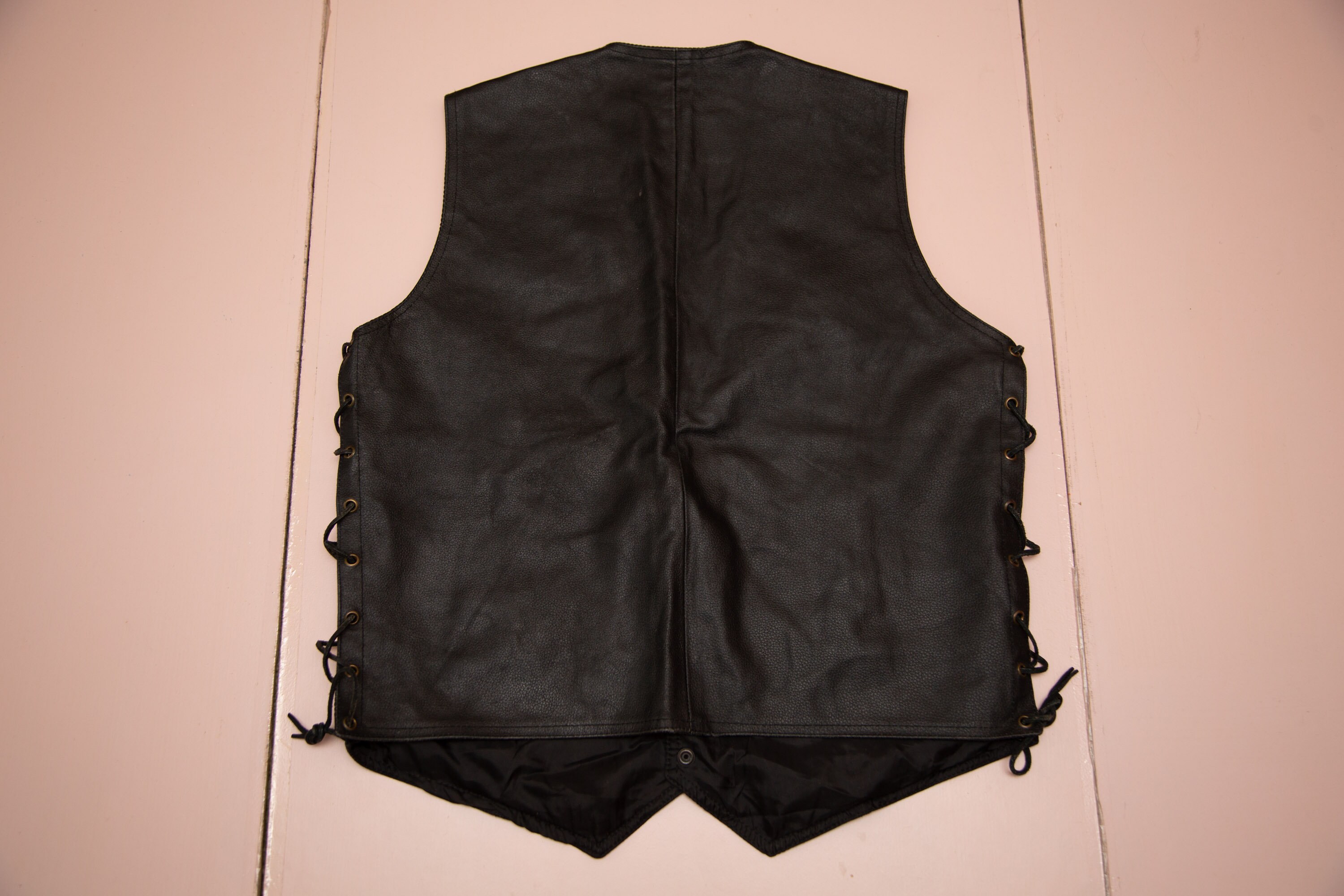 Vtg support Your Local Outlaws Patch Motorcycling Black Leather Vest ...