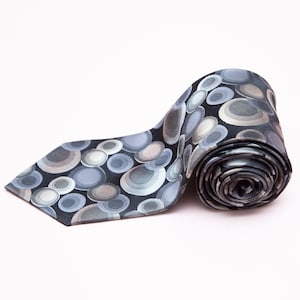 PERRY ELLIS Portfolio dark grey with silver balls silk necktie