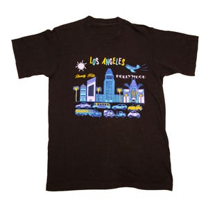 Vtg & rare Los Angeles HOLLYWOOD Beverly Hills 1988 single stitch black t-shirt, fit men's size Large or Medium