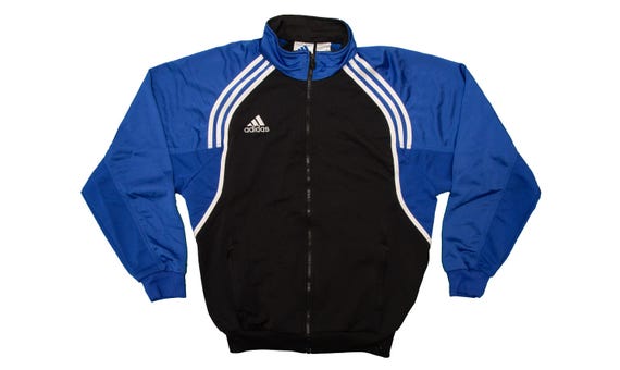 Vtg ADIDAS 2001 Black-blue Zipper Closure Track Jacket, Sz Fit
