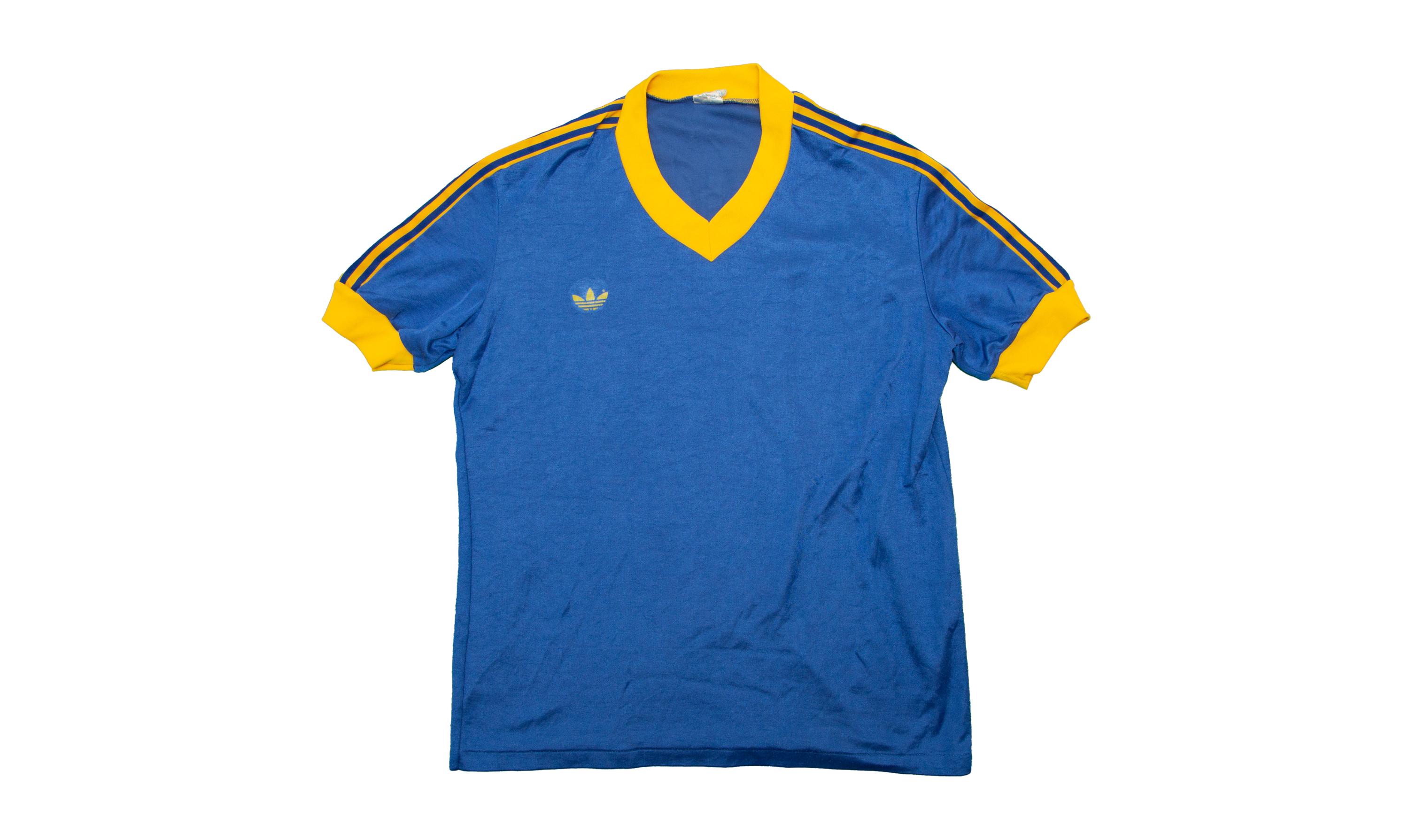 Vtg ADIDAS 70's/80's Ventex Made in France Blue V-neck Jersey