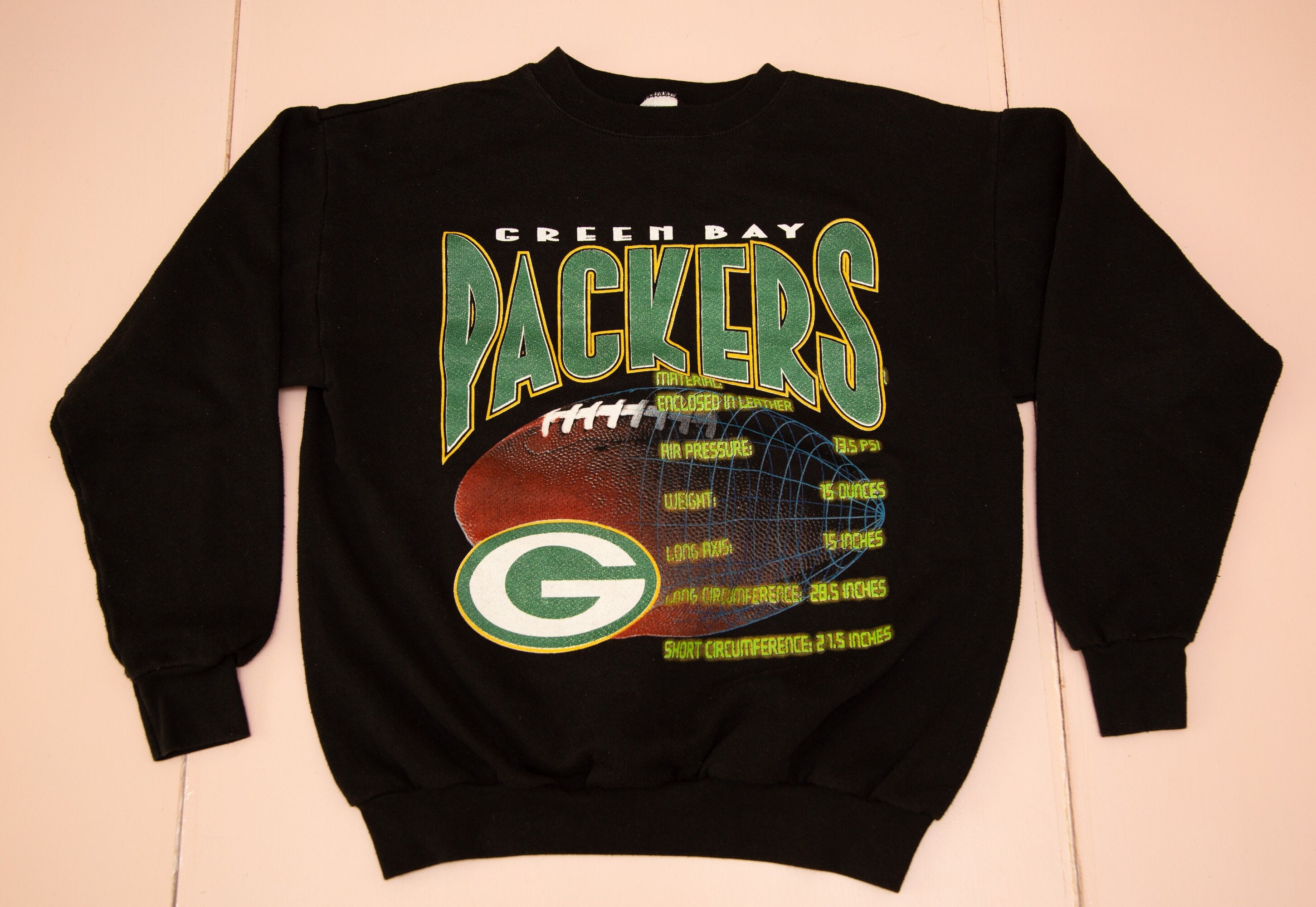 【楽ギフ_包装】 Vtg 90's Black Graphic Team NFL 7 Logo PACKERS Bay Green トップス