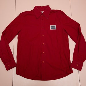 Vtg MOSCHINO Jeans uomo red button shirt, made in Italy, sz men&#39;s Large