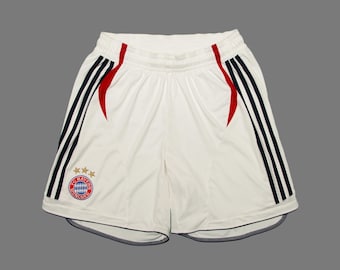Vtg ADIDAS FC Bayern München 2006-07 Away German Bundesliga football/soccer white shorts, Adi Cliimacool, sz men's Medium
