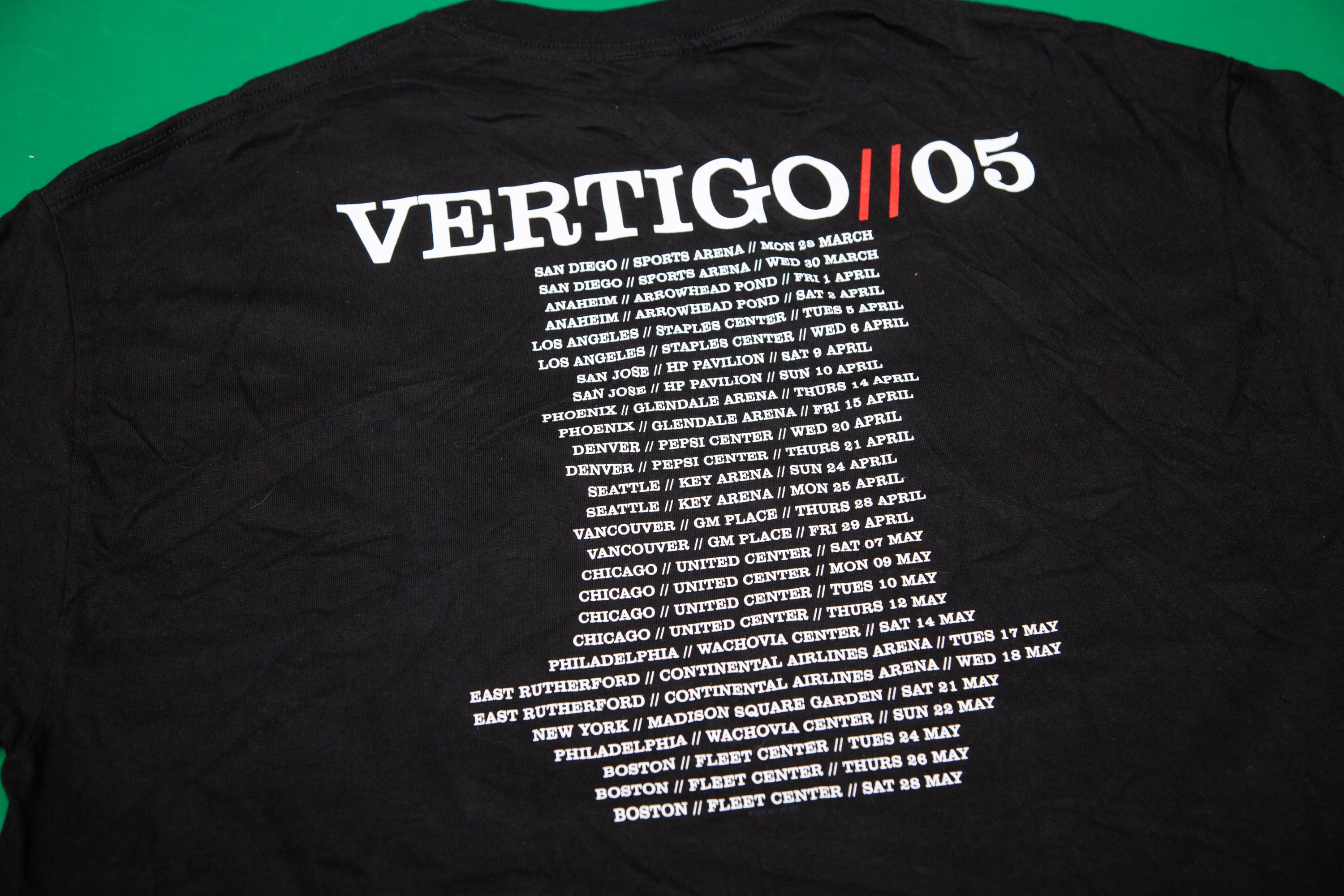 Vtg U2 Vertigo 2005 USA Tour Rock Band Black T-shirt, Made in USA