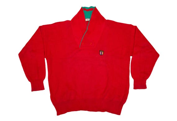 Valentino, Vtg VALENTINO Beachwear pullover red sweatshirt jumper, made in Italy, sz men's Medium or even Large