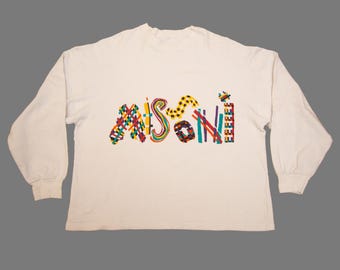 Sudadera blanca vintage y rara de los 90, marca MISSONI, talla M de hombre.
