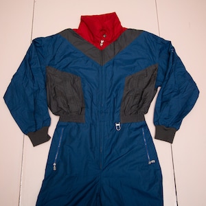 Vtg BOGNER blue 80s ski suit, made in West Germany, sz women&#39;s Medium