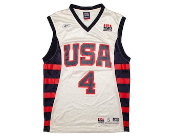 Vtg Reebok Allen IVERSON #4 USA basketball 2003 white jersey, made in Korea, sz fit men's Small/Medium