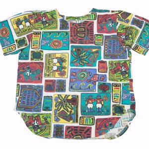 Vtg BHPC Beverly Hills Polo Club Sport all-over-print multicolor polo sport style t-shirt made in USA sz men's Large or length wise Medium