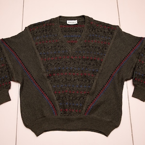 Vtg 80s Carlo COLUCCI grey-greenish sweater, made in West Germany, sz fit men&#39;s Large or X-Large