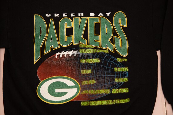 Vtg 90's Green Bay PACKERS Logo 7 NFL Team Graphic Black