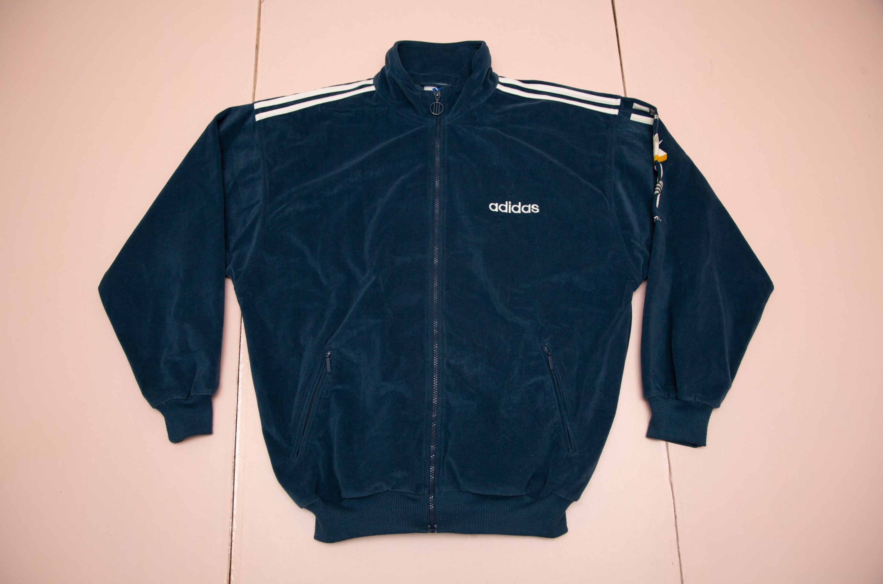 Vtg ADIDAS the World of Sport Fiftyone Blue Velour Track Jacket