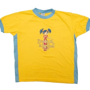 Vtg zeldzaam Precious & Perfect Y2K anime-thema Baba Design by Air Waves geel T-shirt, gemaakt in Spanje, maat (klein) voor dames