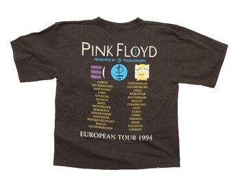 Vtg PINK FLOYD 1994 European Tour Shortened and Faded Black T 