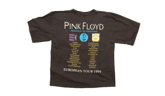 Vtg PINK FLOYD 1994 European Tour Shortened and Faded Black T