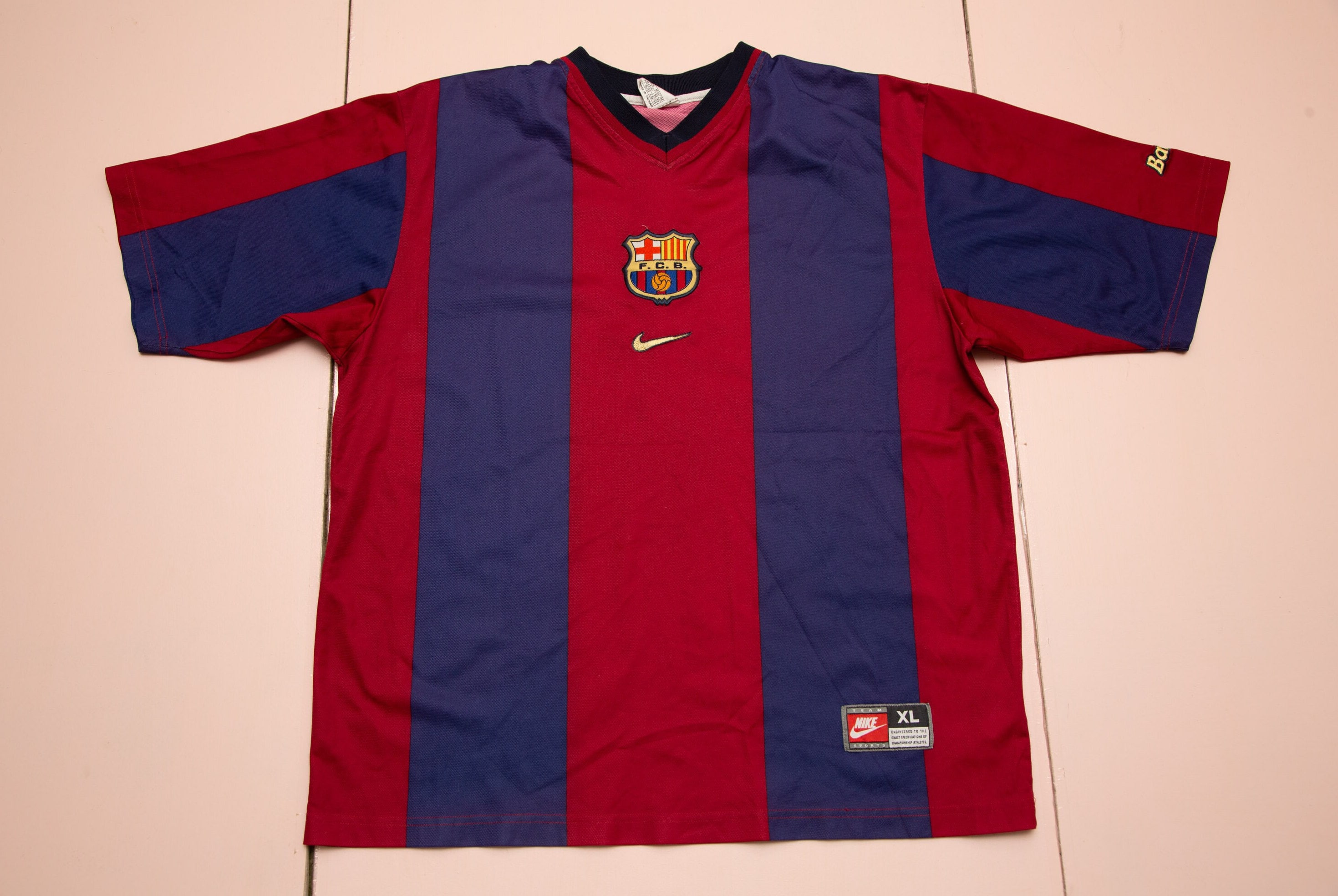 Vtg Nike FC BARCELONA 1998 1999 Spanish La Liga football soccer club blue red jersey kit made in Taiwan sz men s X Large