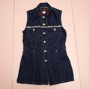 Vtg & rare 90&#39;s Jean-Paul GAULTIER Jean&#39;s sleeveless denim long top blouse, sz women&#39;s Medium