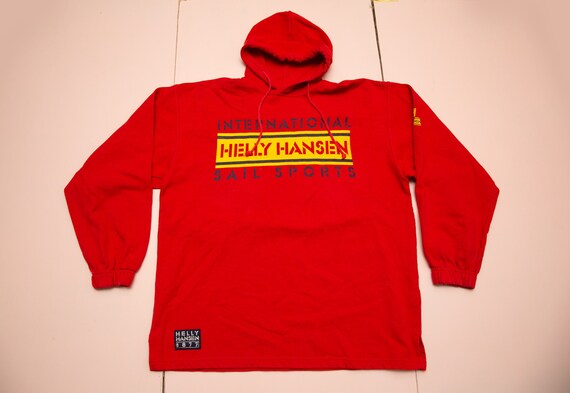 Vtg HELLY HANSEN 1877 International Sail Sports Hooded Red