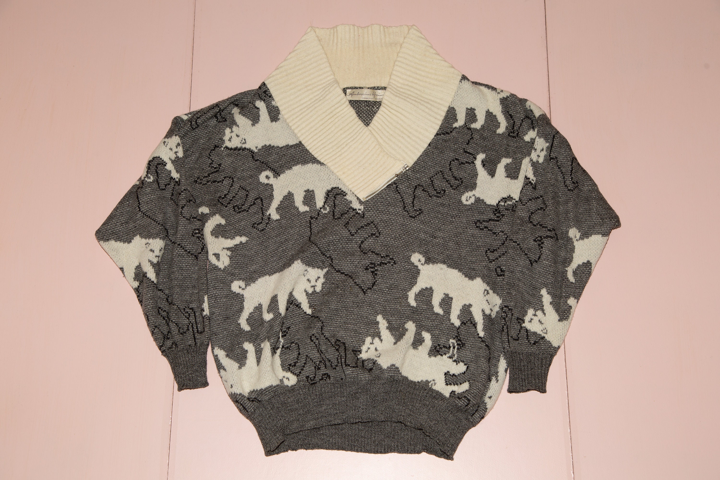 Vtg 80s AMBROSIUS HEIM Collection Exclusive Grey Pullover