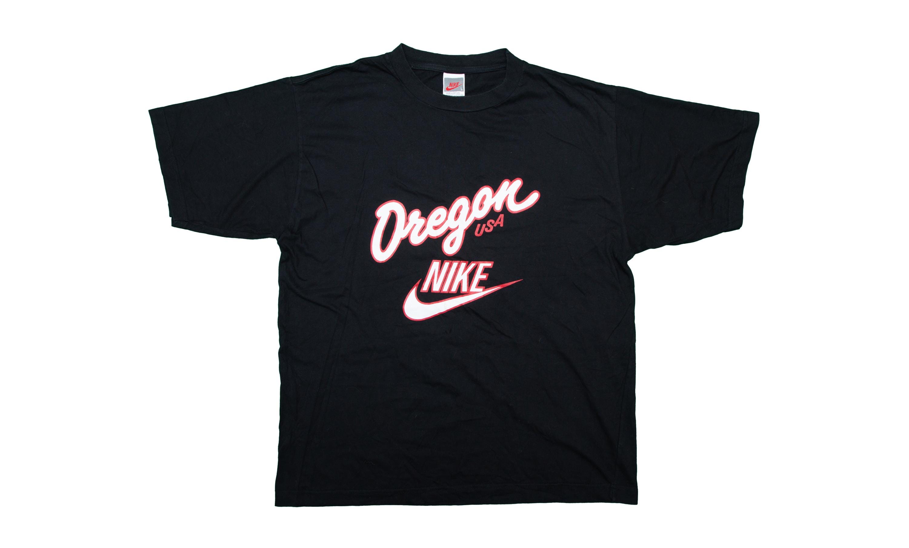 Vtg & Rare NIKE Oregon USA 80's Grey Tab Black T-shirt, Made