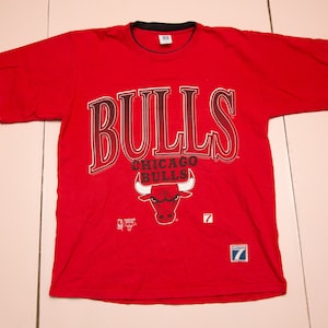 Vintage 90's Chicago Bulls T-Shirt Single Stitch Hanes Red Size Large  Jordan Era