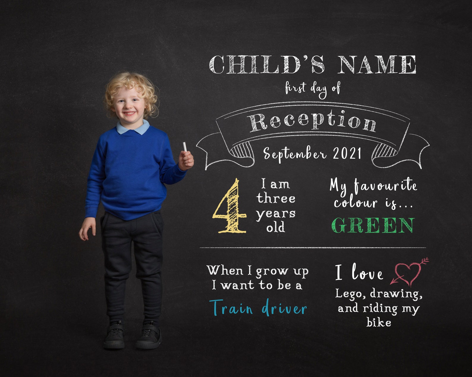 Back to School Chalkboard Template Digital Backdrop - Etsy
