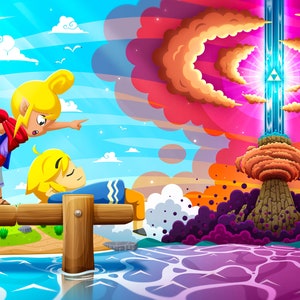 Wind Waker Print, Nintendo, Zelda, Legend of Zelda, Triforce, Hyrule, computer games, art, illustration