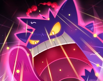 Gengar, Pikachu, Pokemon, Nintendo, Cute, Spooky, Halloween, Illustration, gaming, videogames