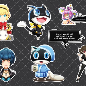 Autocollants Persona, autocollants Mix and Match, jeux, jeux informatiques, anime, autocollants mignons et brillants, autocollants de jeu, Persona, P5, P3