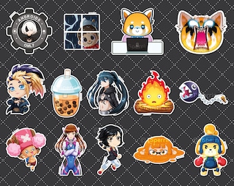 Mix and Match stickers, games, computer games, anime, cute, glossy stickers, game stickers,