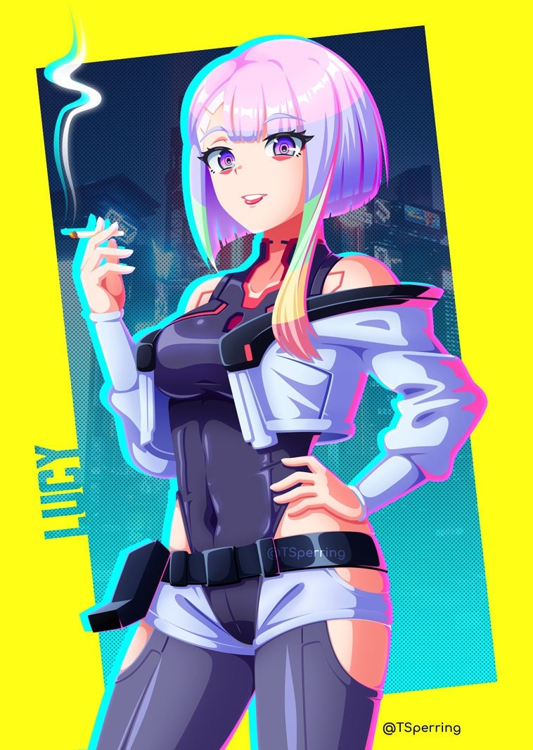 Lucy, Cyberpunk, Edgerunners, Cyberpunk Edgerunners, anime, Runner, anime,  neon, cute