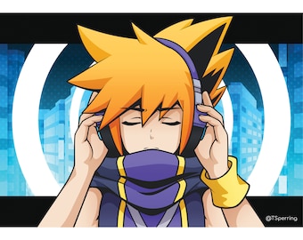 Neku, TWEWY, The World Ends With You, Anime, Videogame, Illustration, Fanart, Japan, Tokyo, Shibuya, Otaku, Music, trendy, Cool