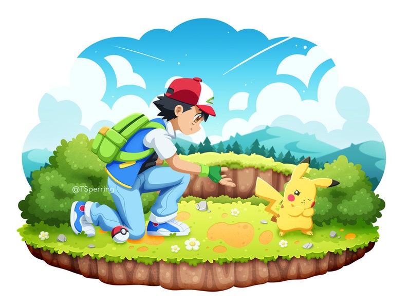 Pokemon, Ash, Pikachu, Let's go pikachu, nintendo, anime, videogames, japan, illustration, fanart, cute, pokeball, image 1