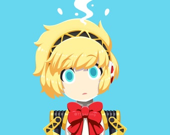 Aigis, p3, persona3, persona 3, illustration, cute, robot, android, mech, anime, fanart, fan art,