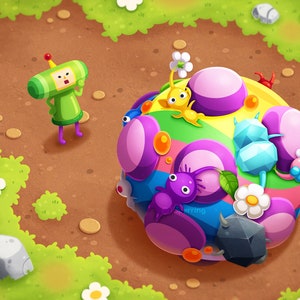 Katamari, Katamari Damacy, Pikmin, Nintendo, forest, outside, nature, cute, garden, crossover, funny, creatures,