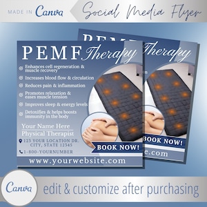 Szablon ulotki PEMF Mat Therapy - Edytowalne szablony - Post na Instagramie Pulsed Electromagnetic Field Therapy - Ulotki dotyczące terapii PEMF w podczerwieni