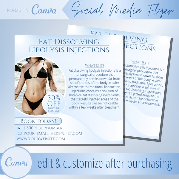 Fat Dissolving Lipolysis Injections Flyer - Fat Melting Intralipotherapy Injection Treatment Flyers - Lipodissolve Appointment Template Post